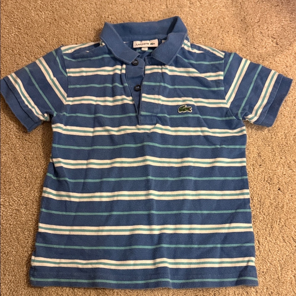 Lacoste Kids Polo with Blue and White Stripes